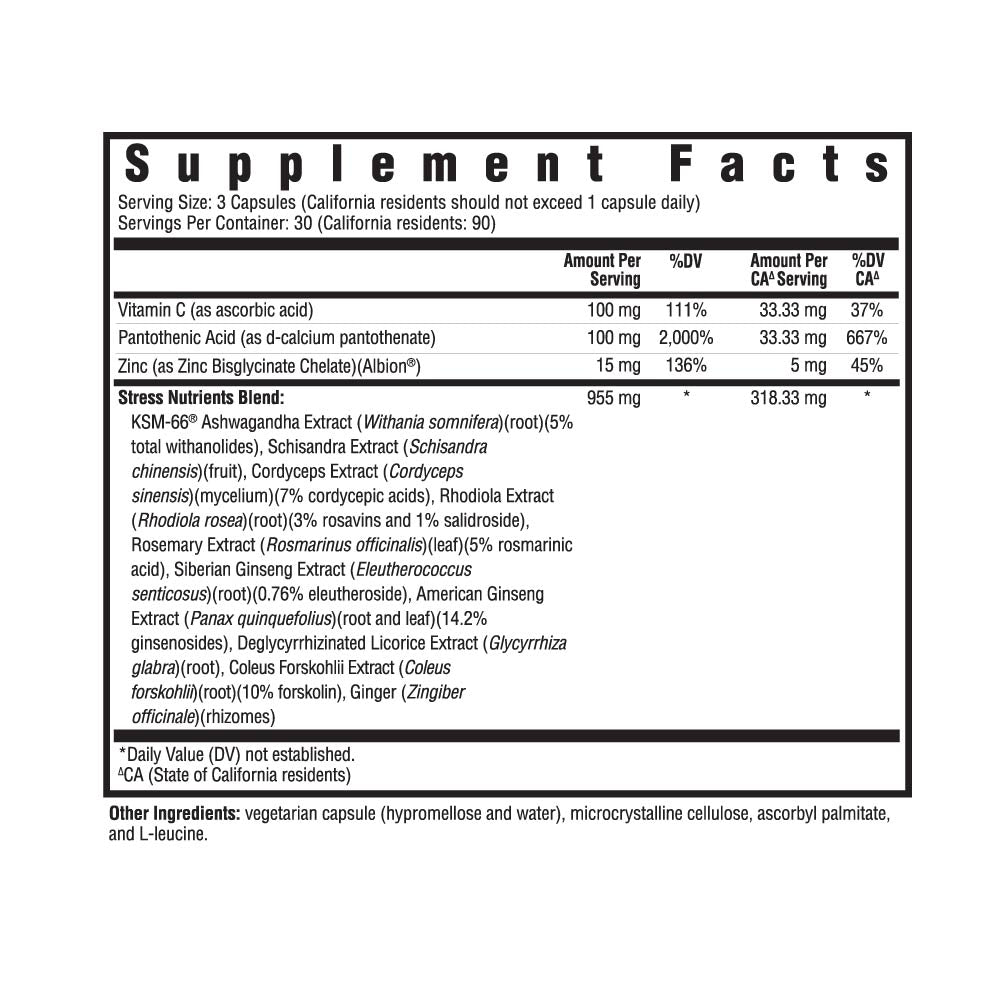 Stress Nutrients Daily Stress Response Support for Balanced Routines