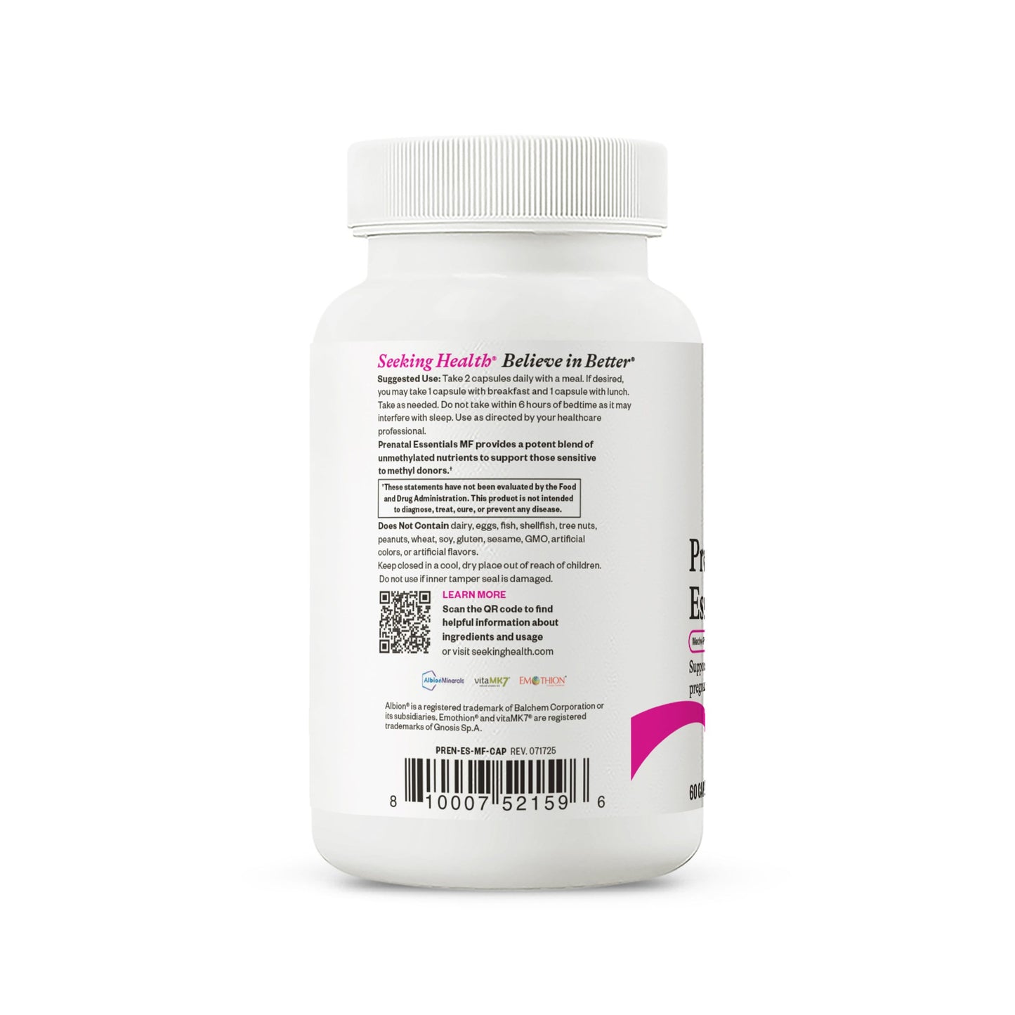 Prenatal Essentials MF Daily Nutritional Support with Womens Wellness Routines