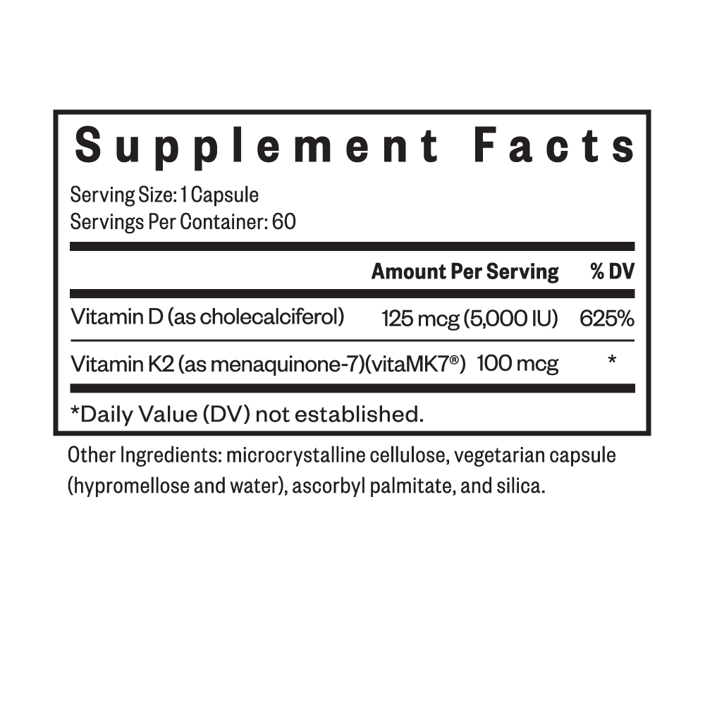 Vitamin D3 Plus K2 Everyday Vitamin Support for Simple Nutrition Routines